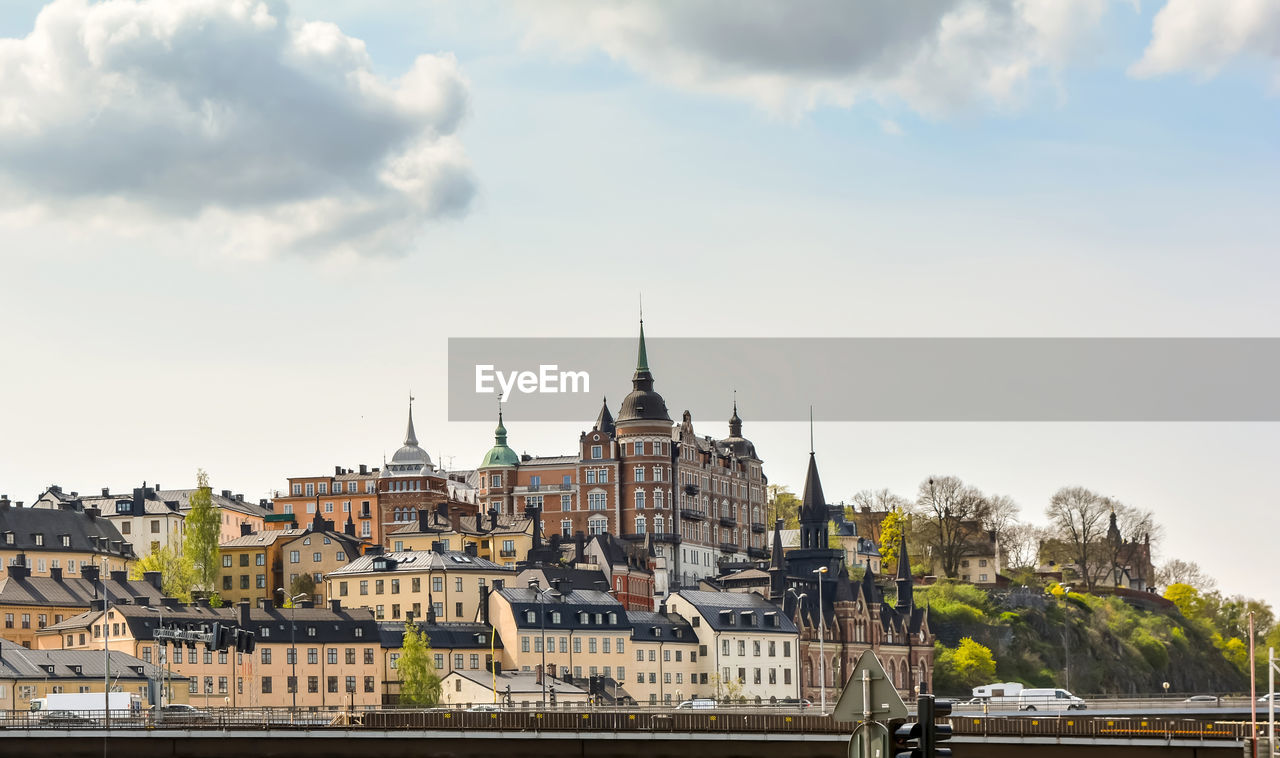 Spring view of the old town 18th century housing in sodermalm district of stockholm, sweden