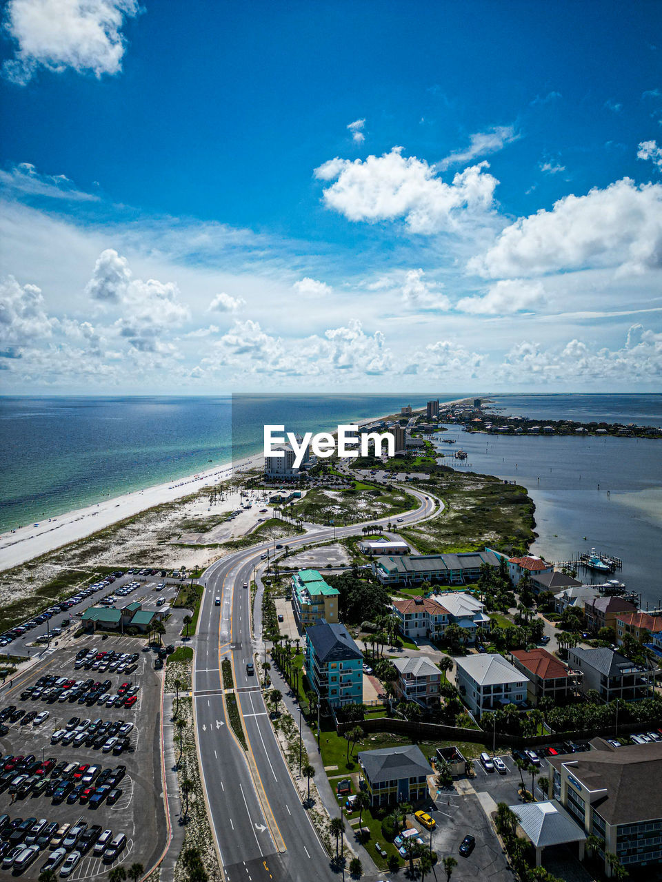 High angle view of sea against sky in pensacola