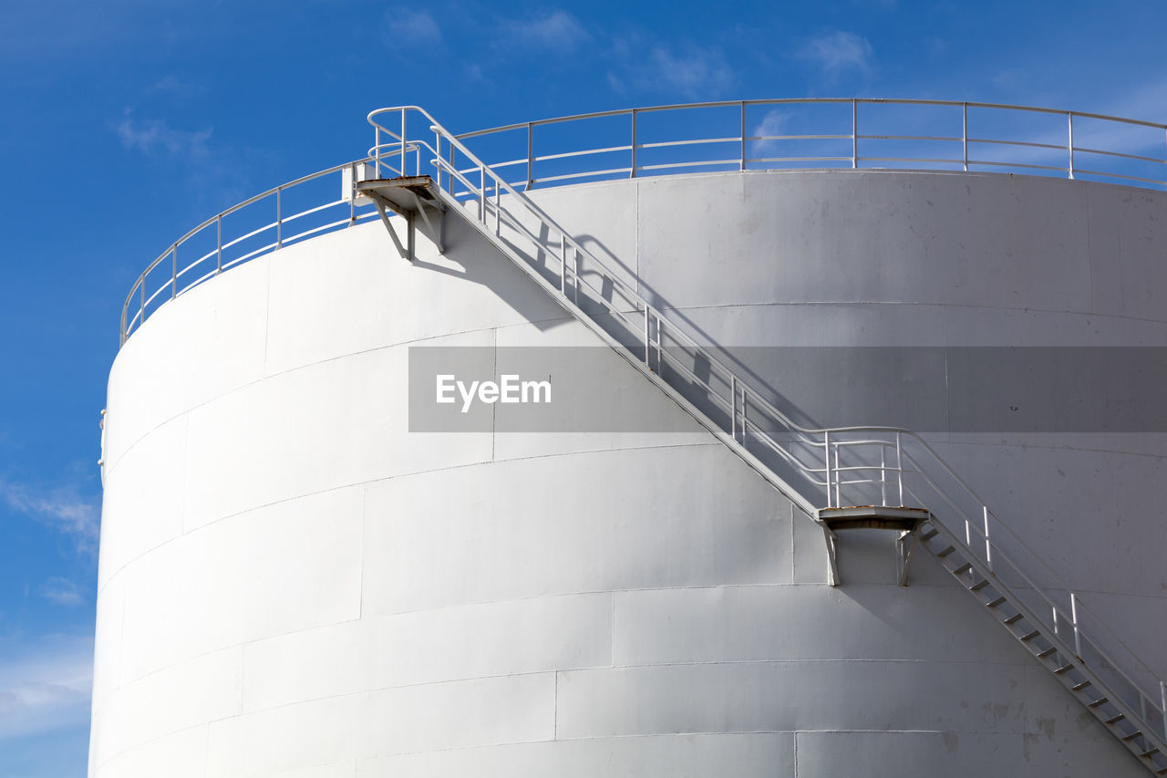 Low angle view of silo against sky