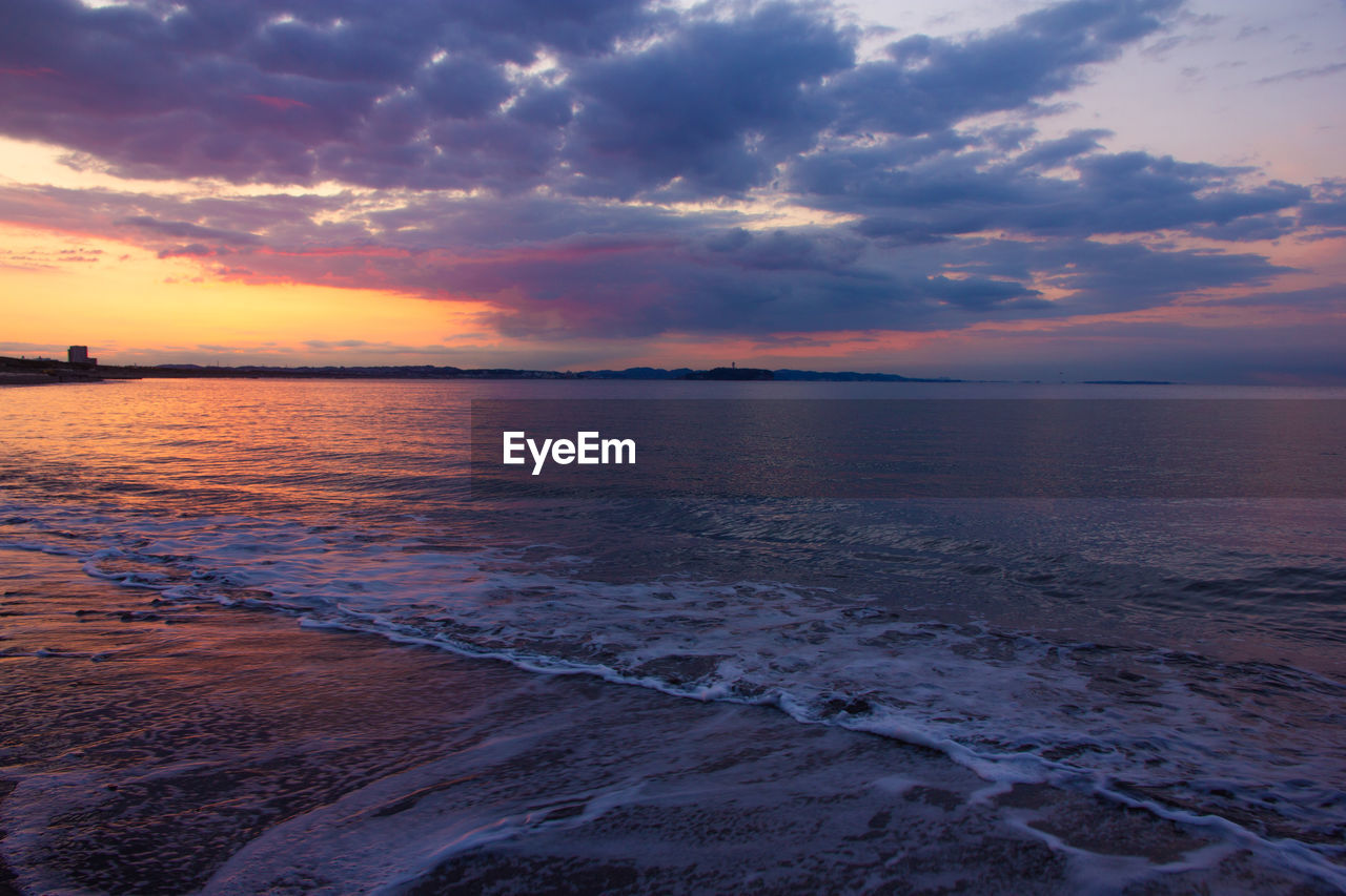 SCENIC VIEW OF SEA DURING SUNSET