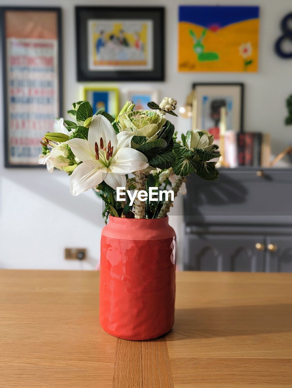 Close-up of flower vase on table
