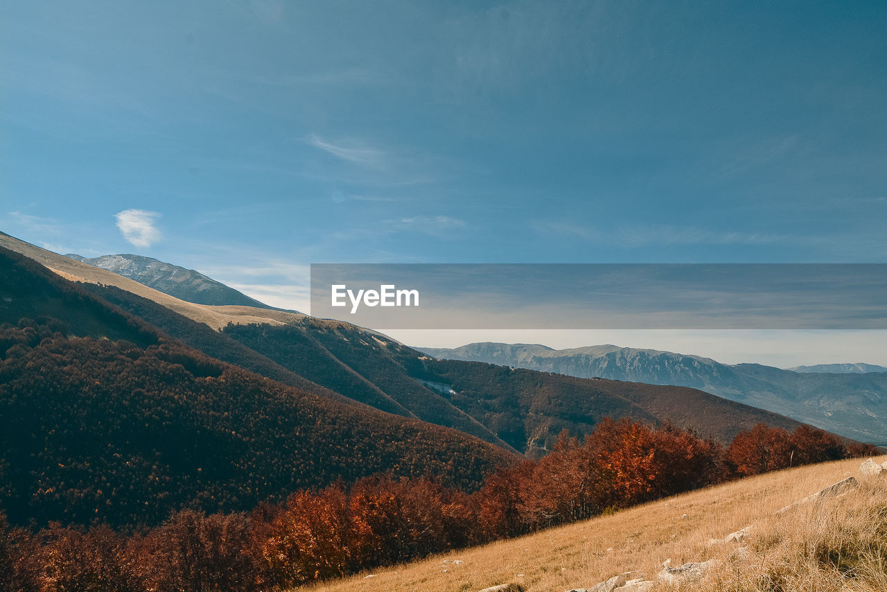 Scenic view of mountains against sky