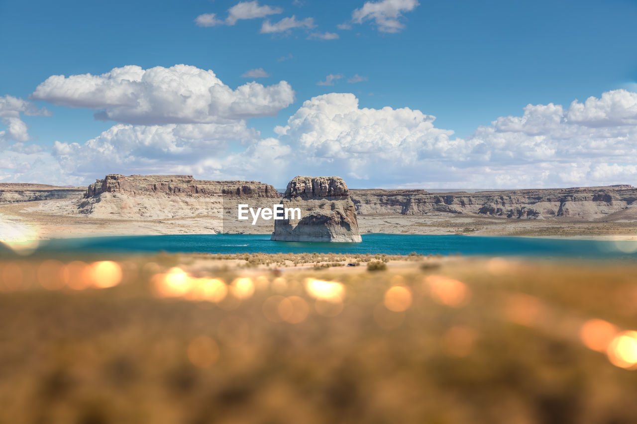 View on lone rock and lone rock beach, utah.