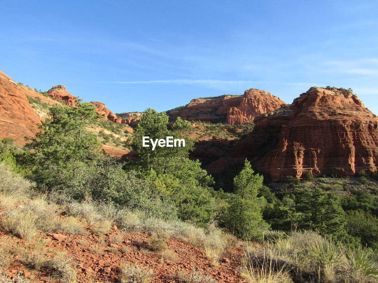 Rock formations on landscape against sky