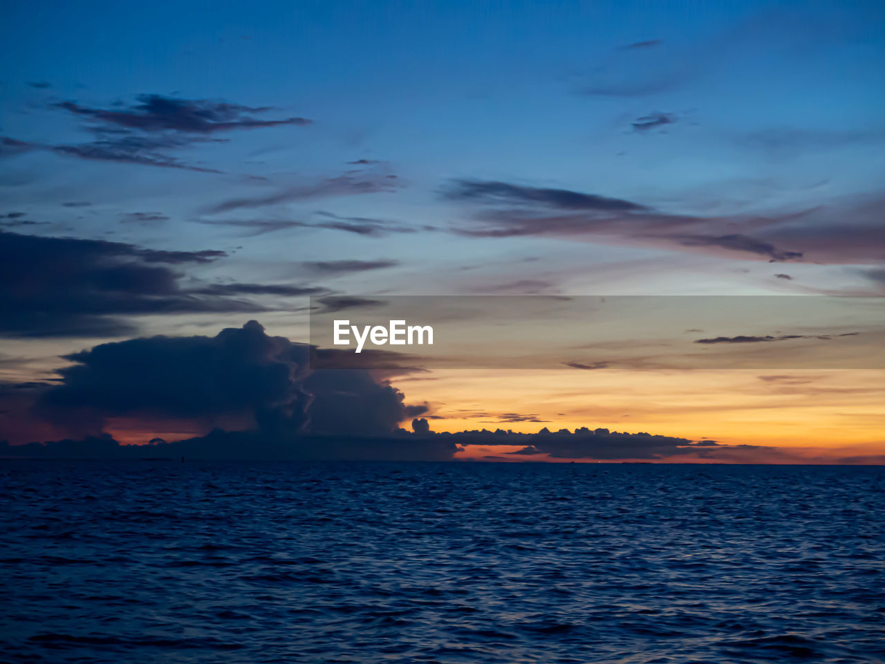 Scenic view of sea against sky at sunset