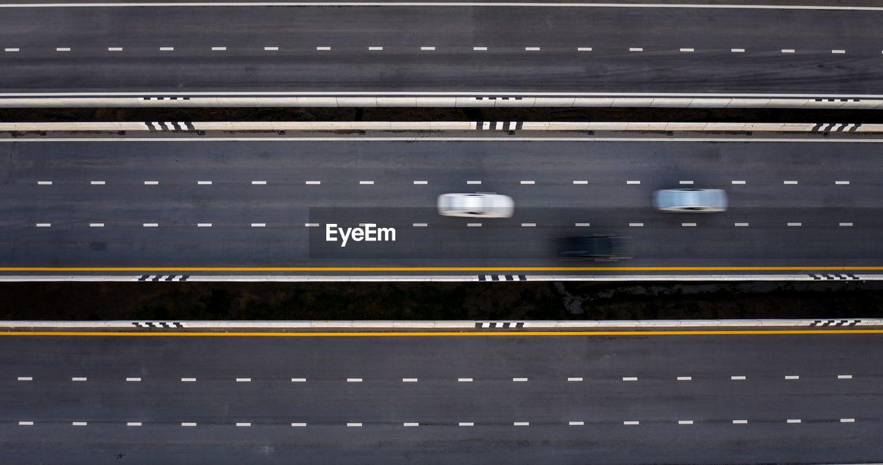 High angle view of traffic on road in city