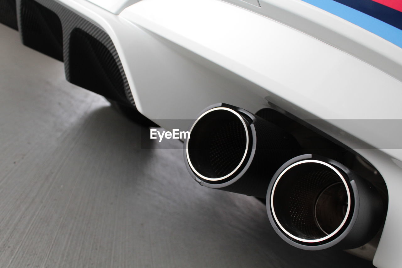 Close-up of car silencer