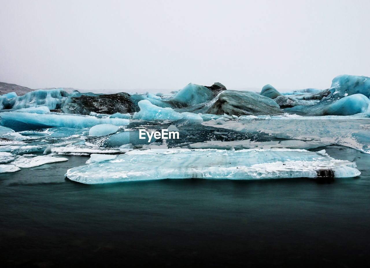 Ice floating on water