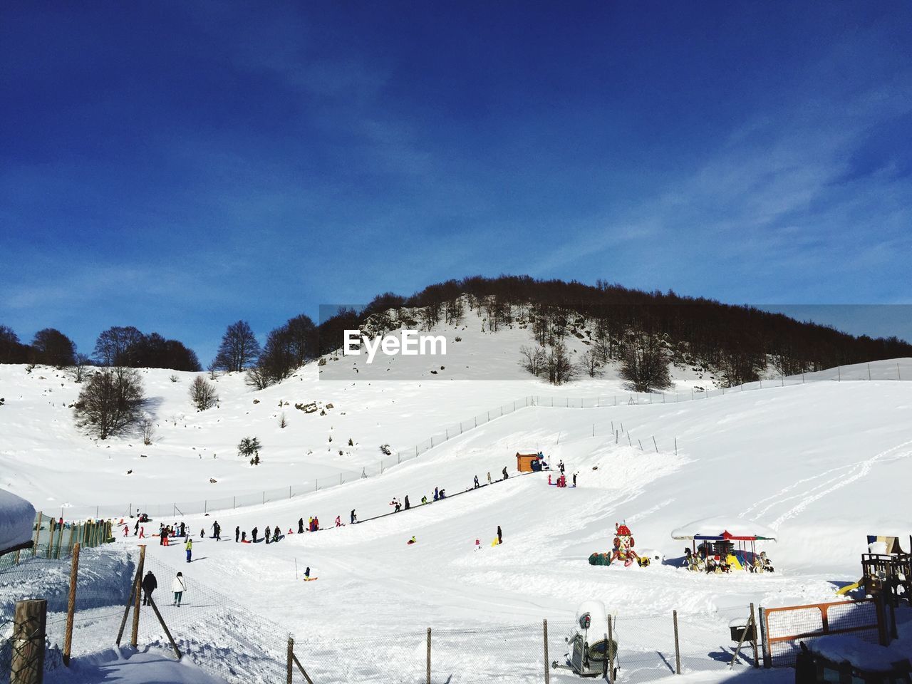 Ski slopes on sunny day