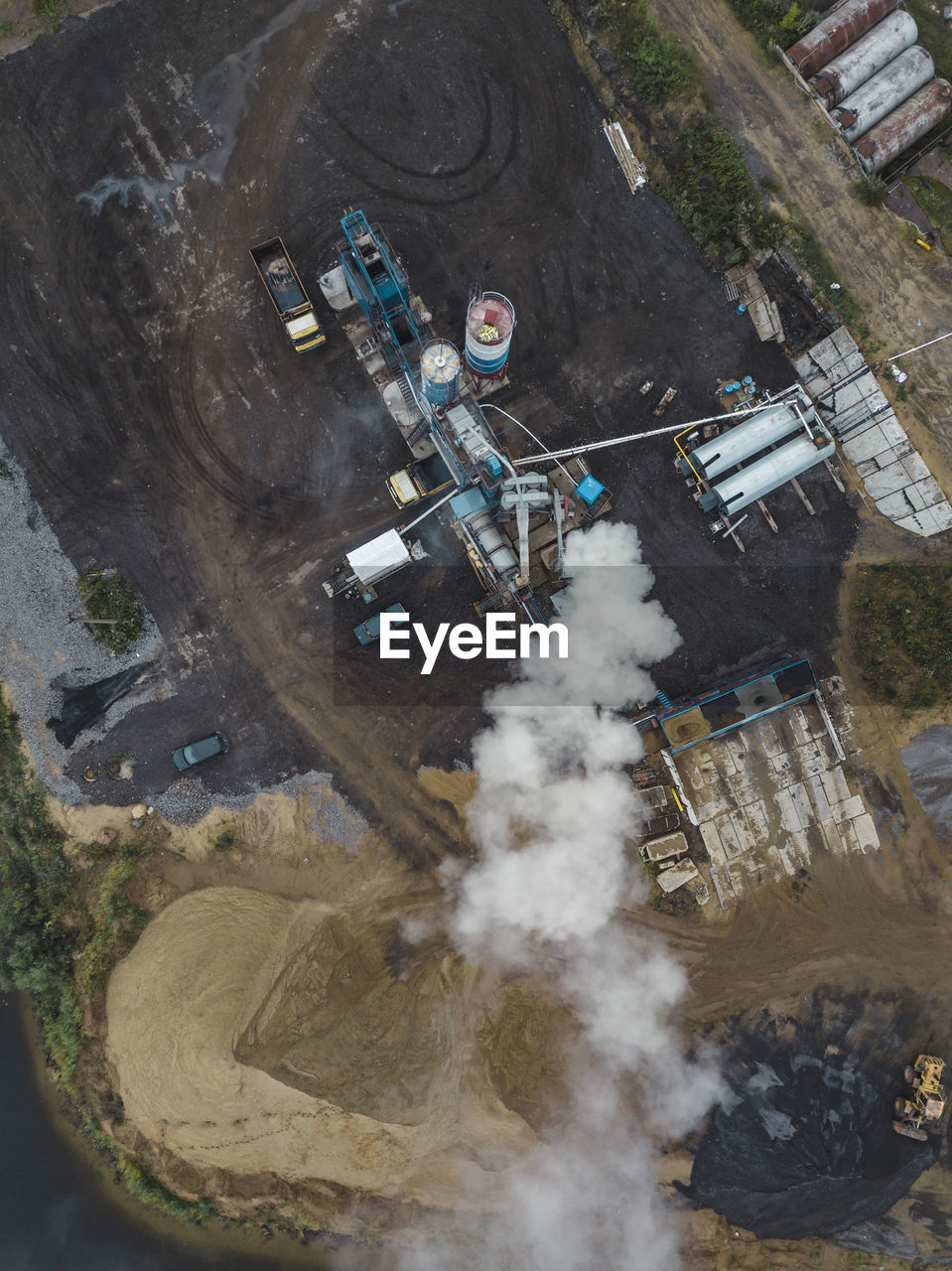 Aerial view of asphalt plant at moscow, russia