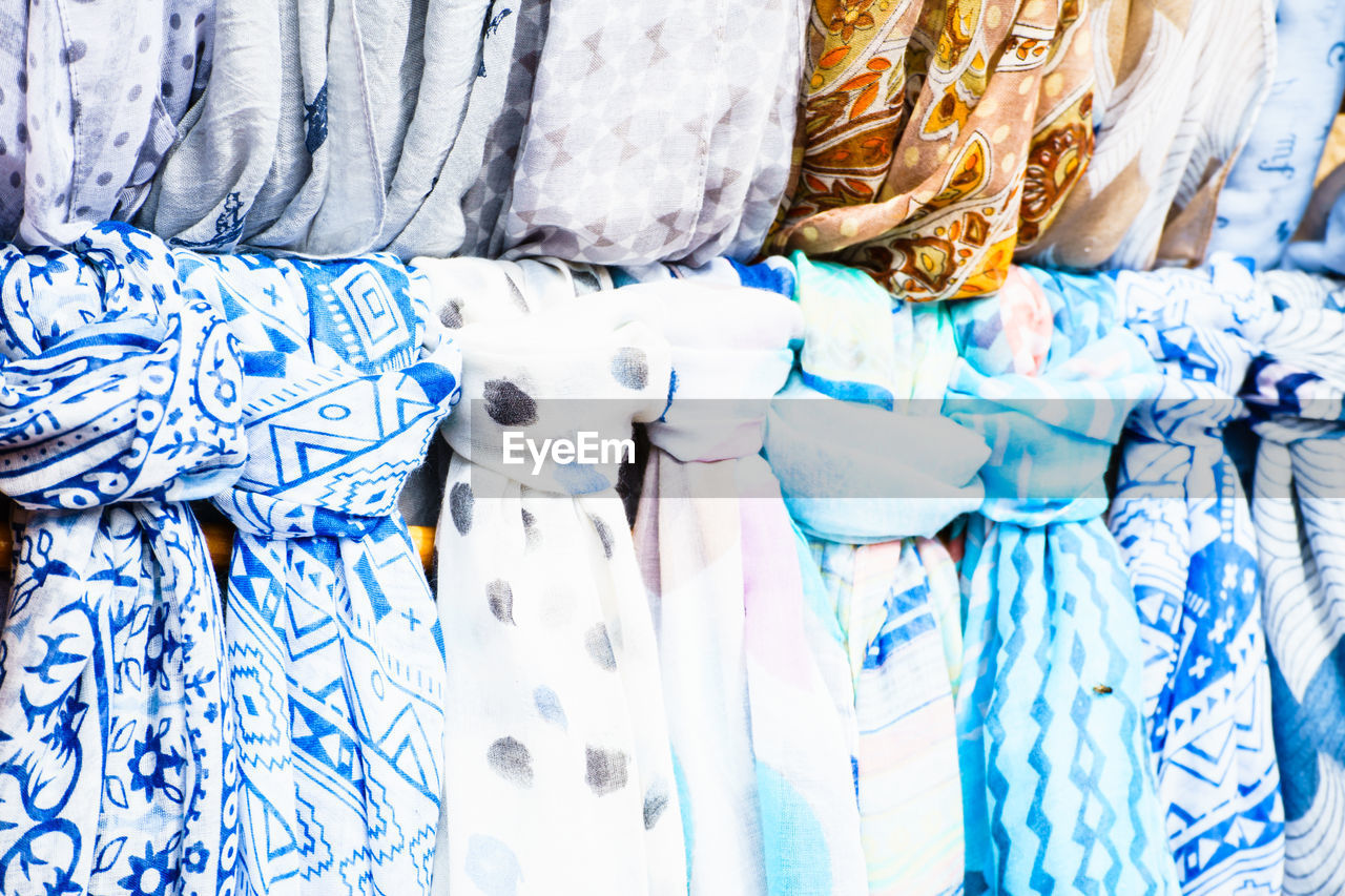 Close-up of dress for sale at market stall