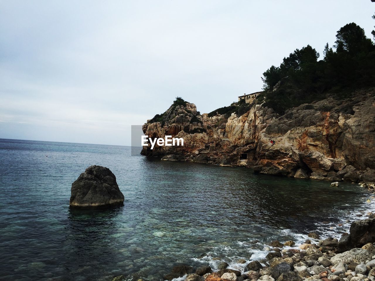 SCENIC VIEW OF SEA AND ROCK FORMATION