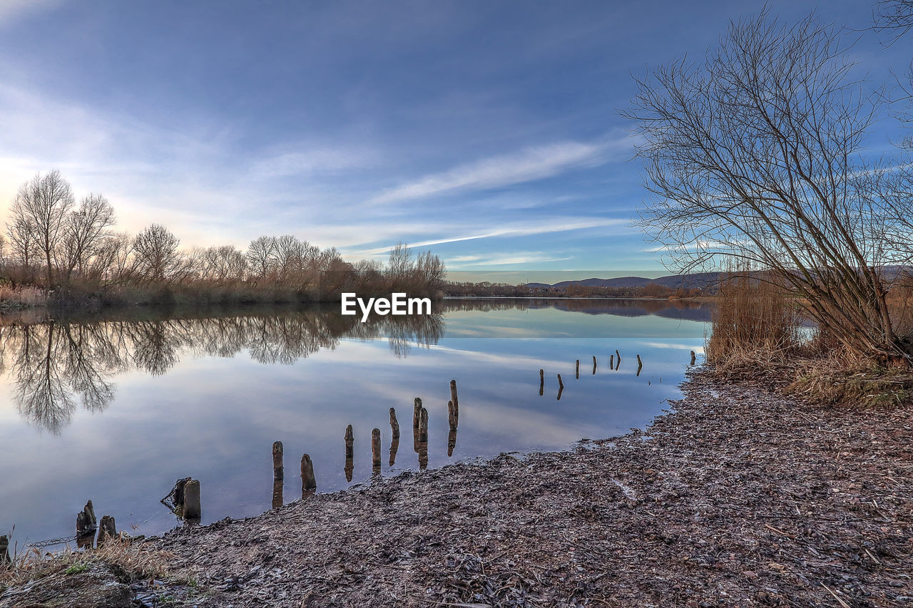 Scenic view of lake against sky