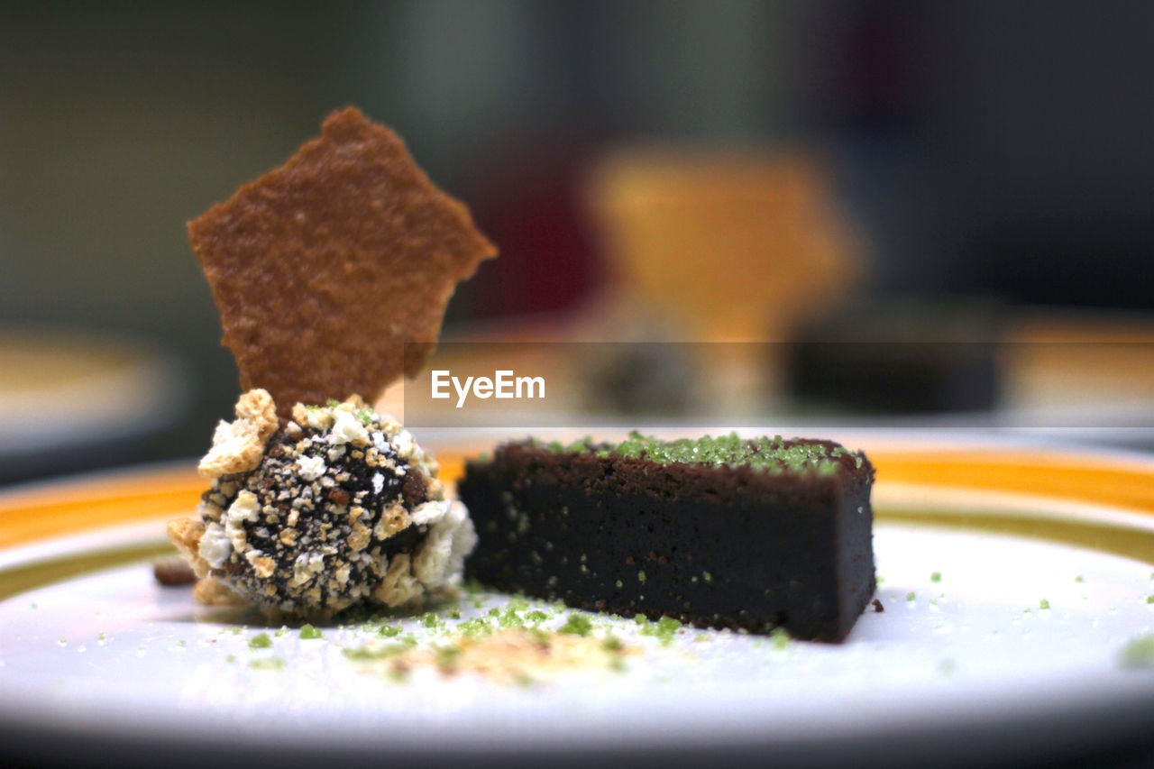 Close-up of dessert in plate