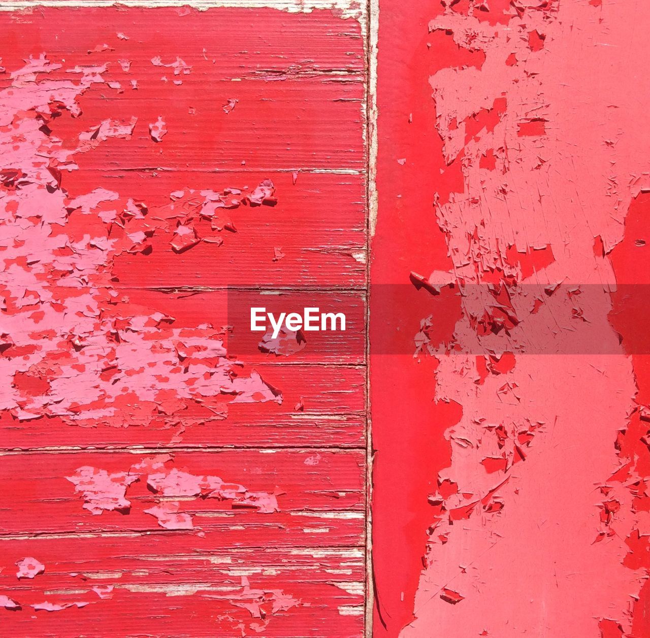 Close-up of red peeled door