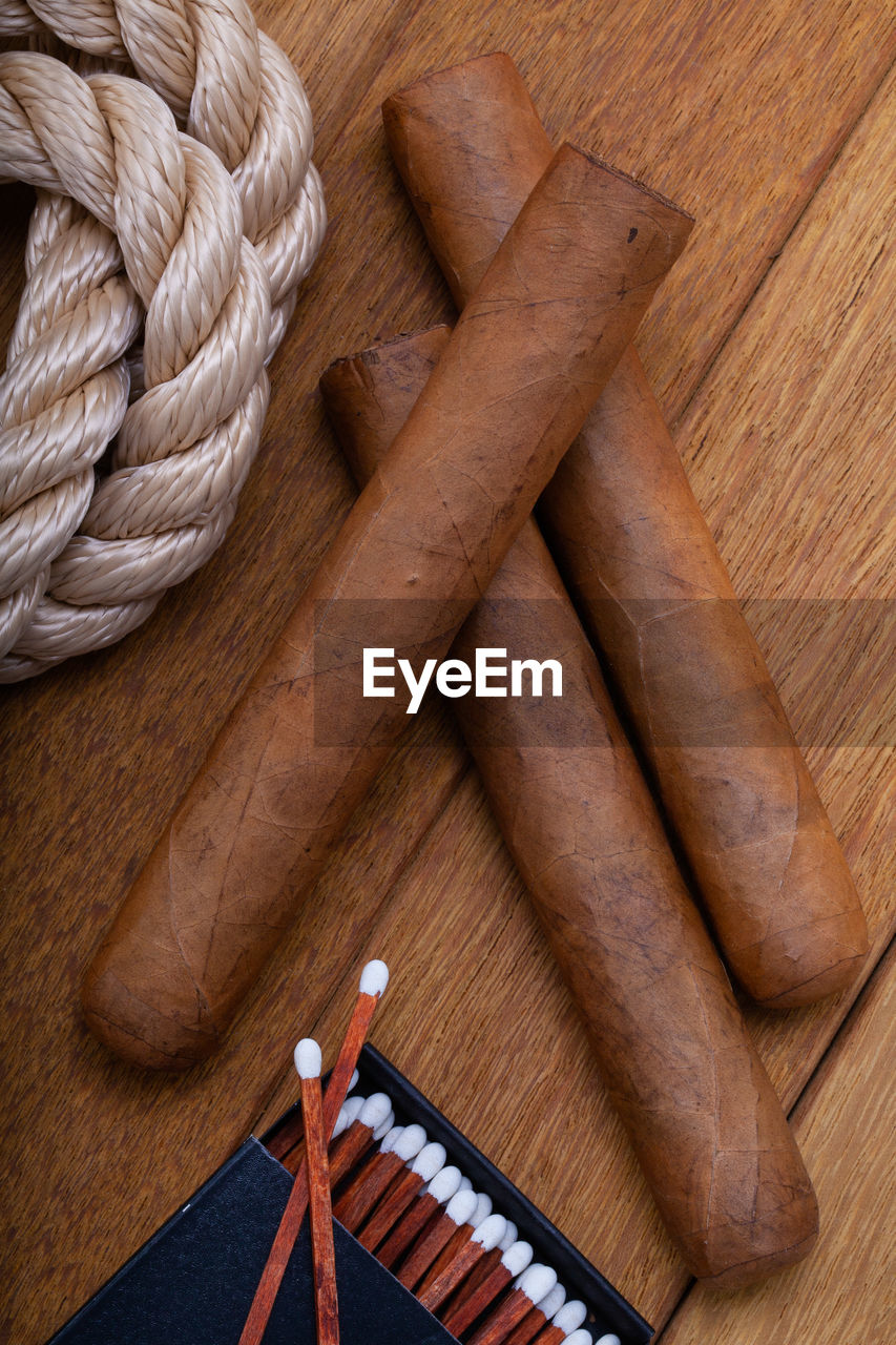 wood, no people, brown, rope, high angle view, still life, close-up, indoors, equipment
