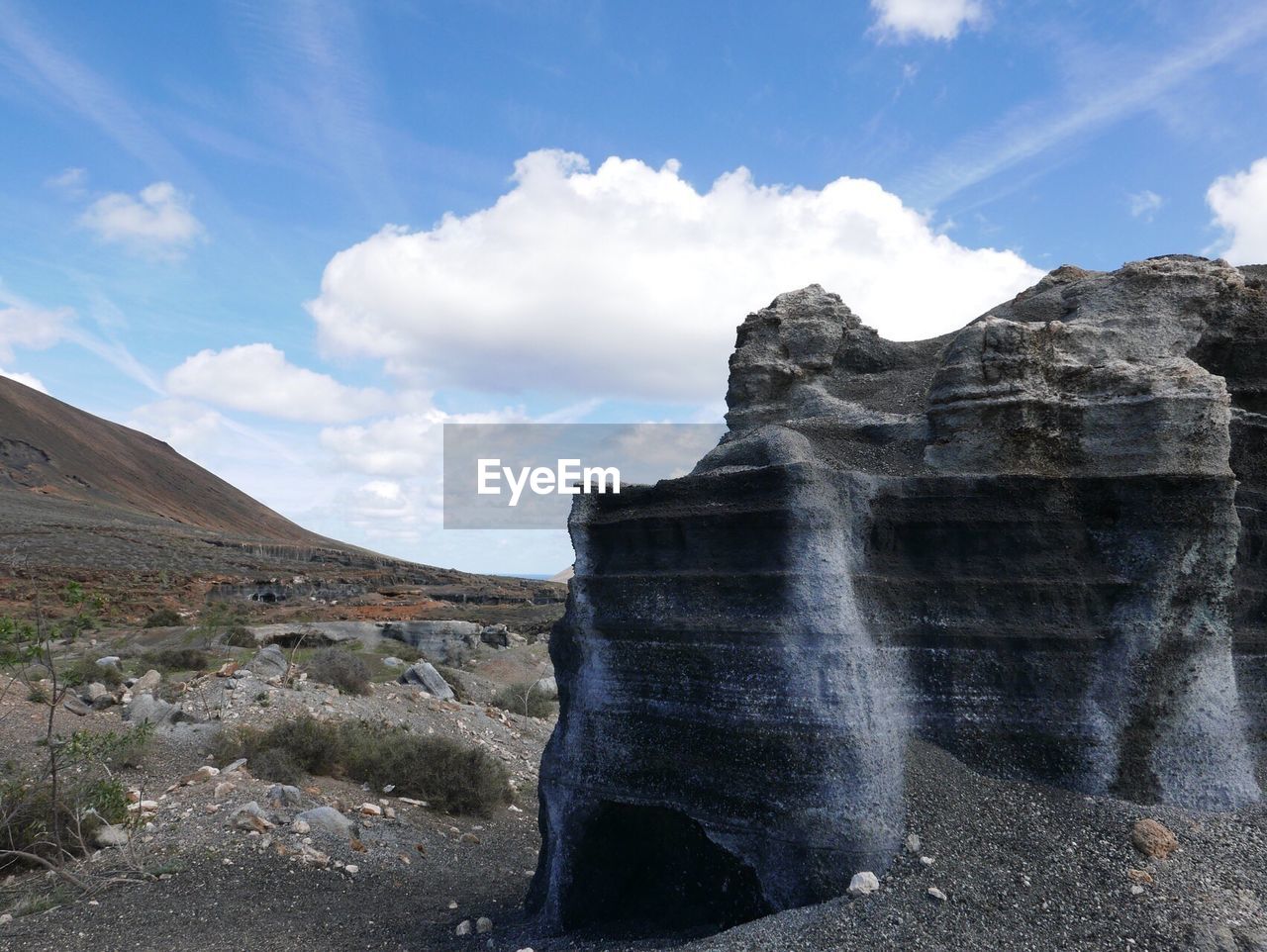 Scenic view of mountains against cloudy sky