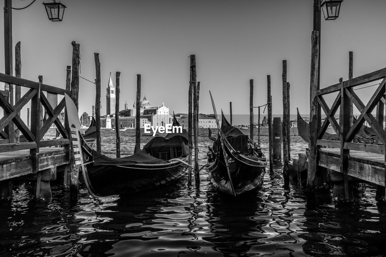 Gondola moored in venice