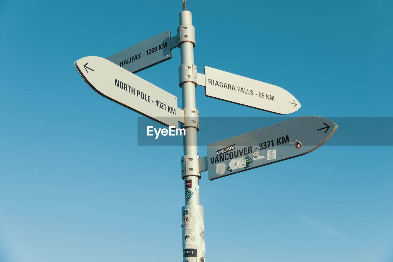 LOW ANGLE VIEW OF ROAD SIGNS AGAINST SKY