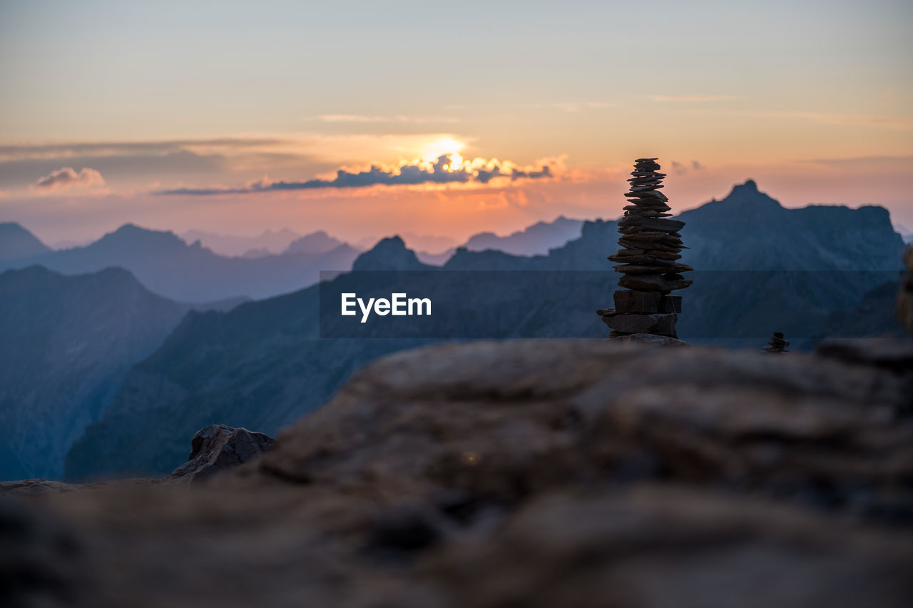 SCENIC VIEW OF ROCKS AGAINST SKY DURING SUNSET