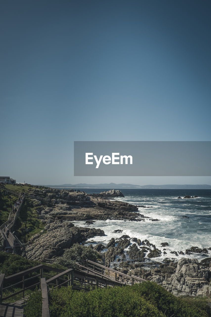 Scenic view of sea against clear sky