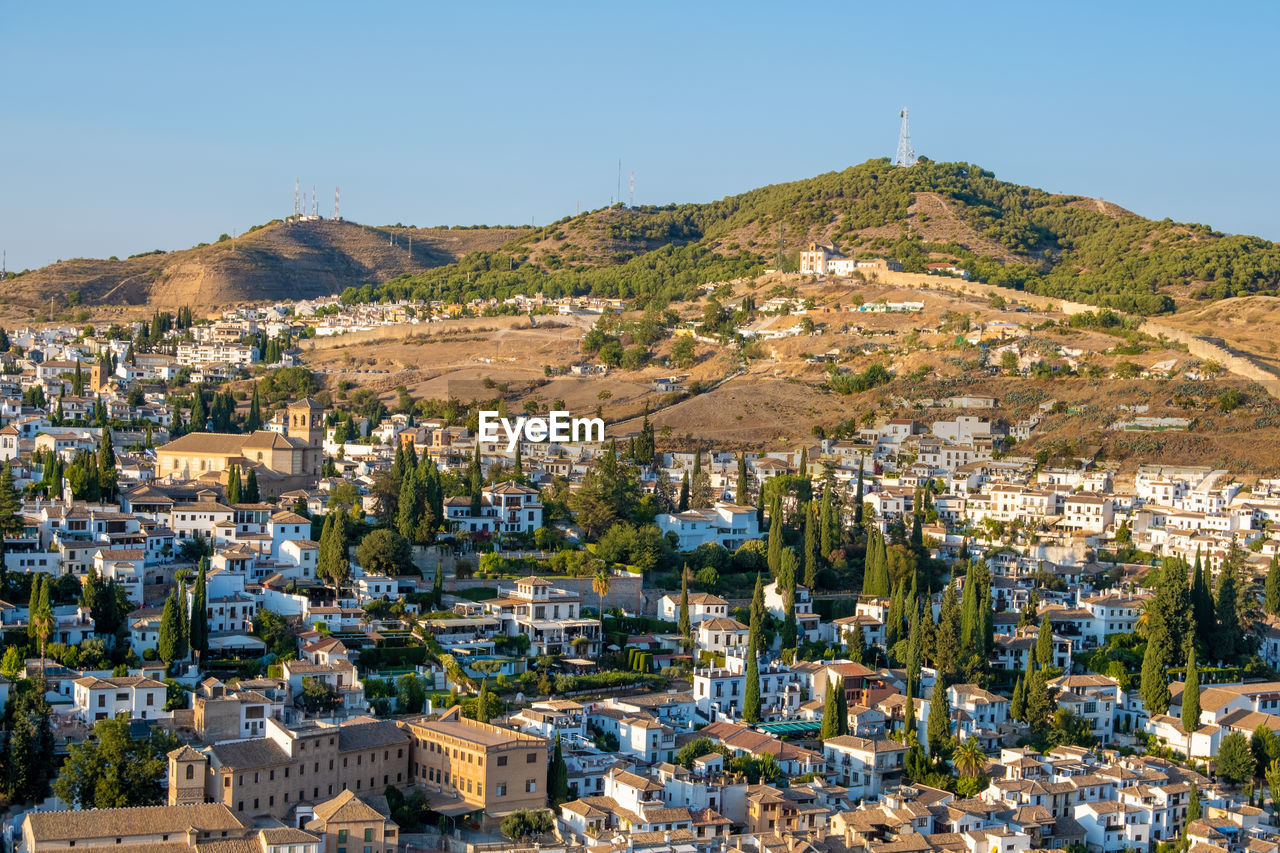 Aerial view of the city with historic center of granada