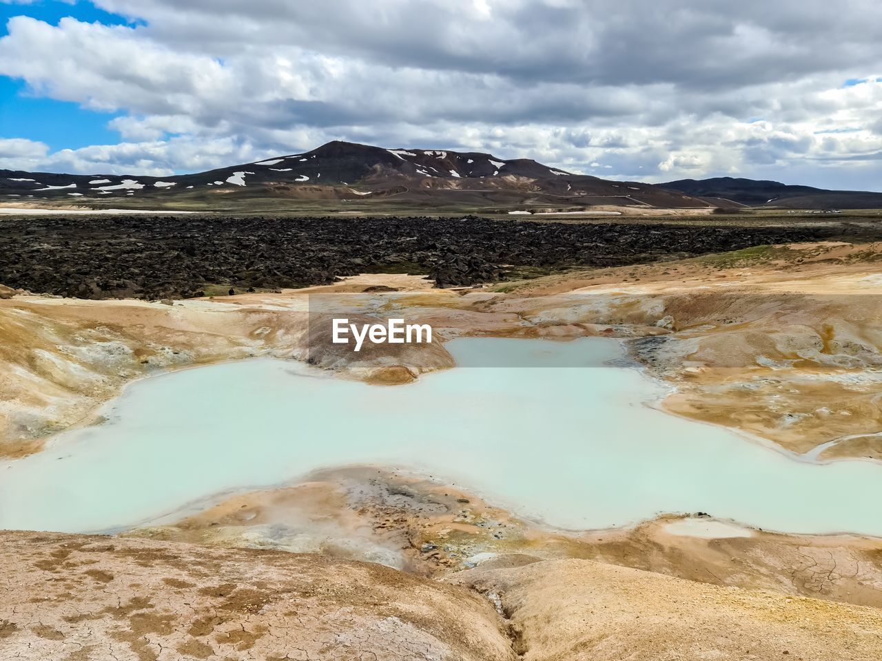 Steaming hot springs on the volcanic sulphur fields of iceland