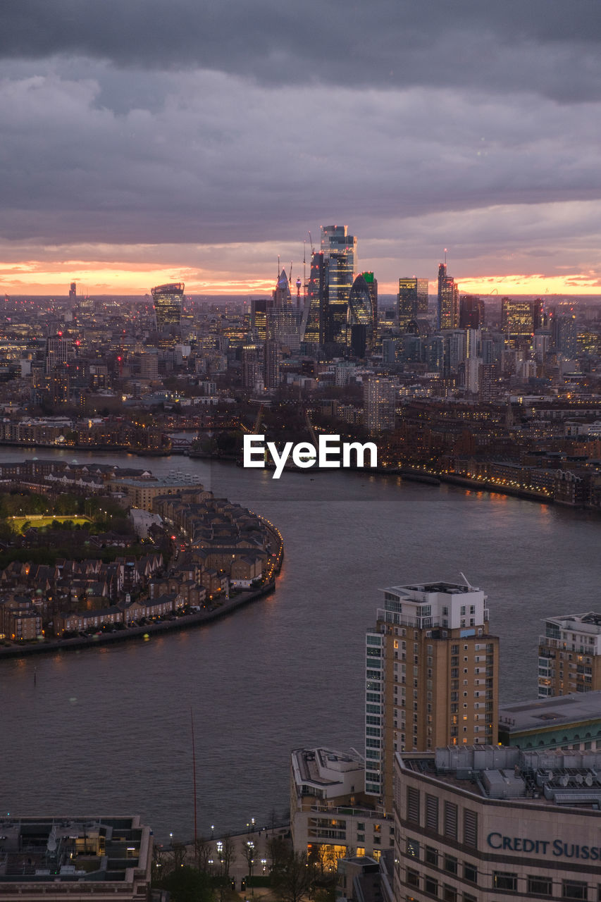 Central london seen from canary wharf