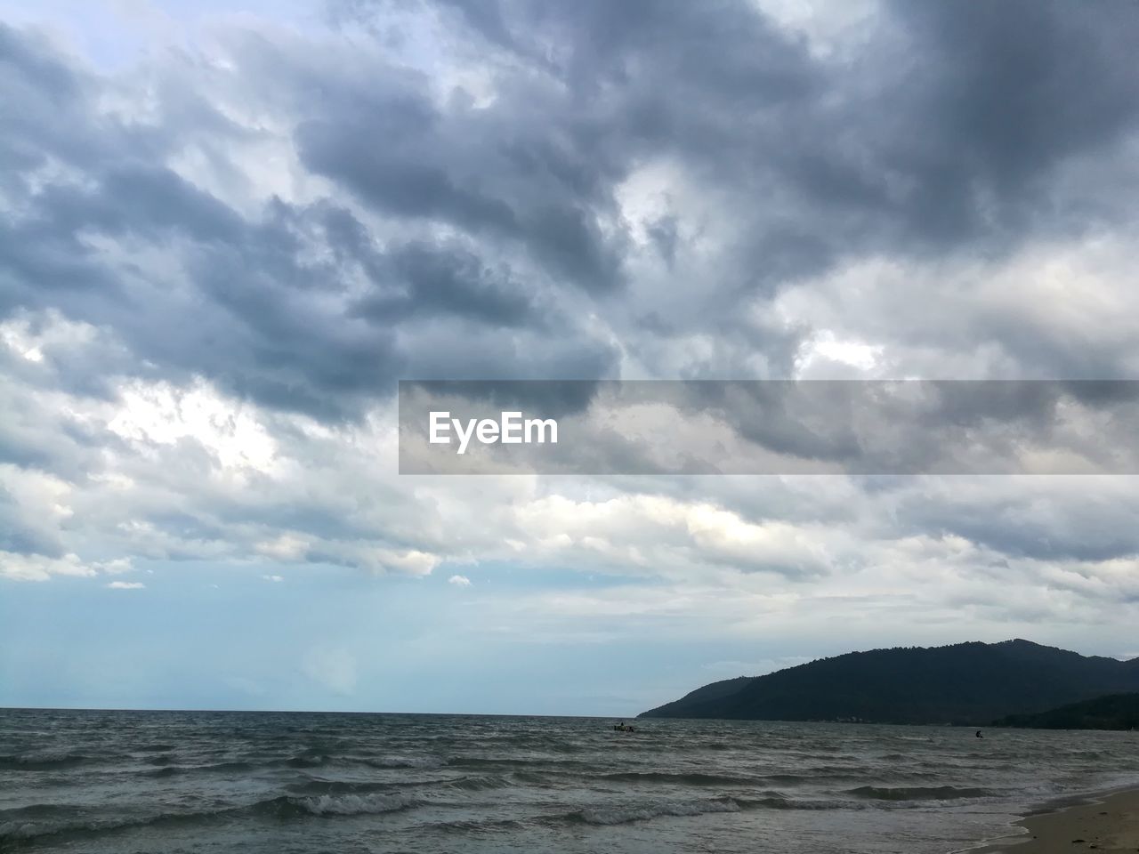 SCENIC VIEW OF BEACH AGAINST CLOUDY SKY