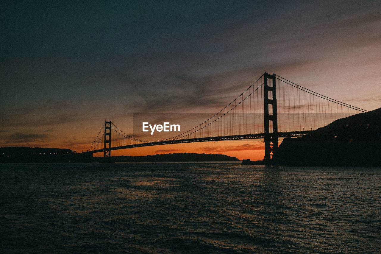 VIEW OF SUSPENSION BRIDGE OVER SEA