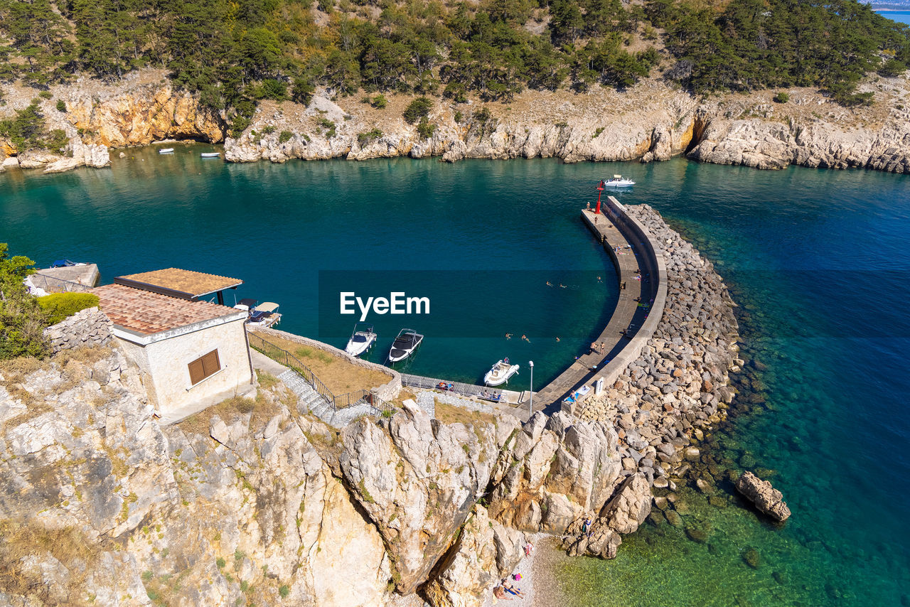 The beach in vrbnik town on krk island, croatia