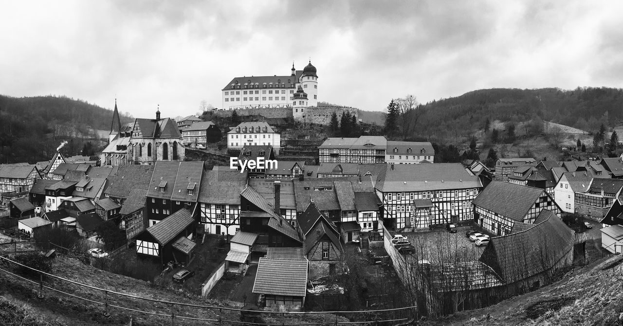 Panoramic view of buildings against sky