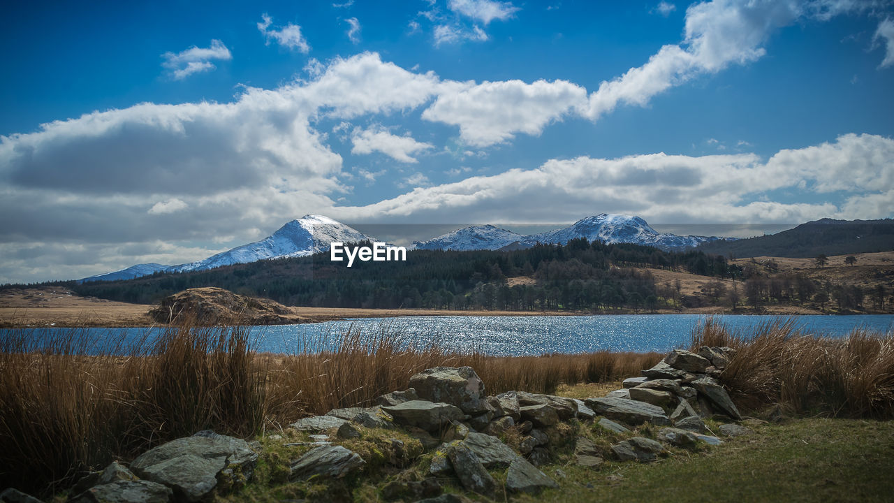 Scenic view of lake against sky