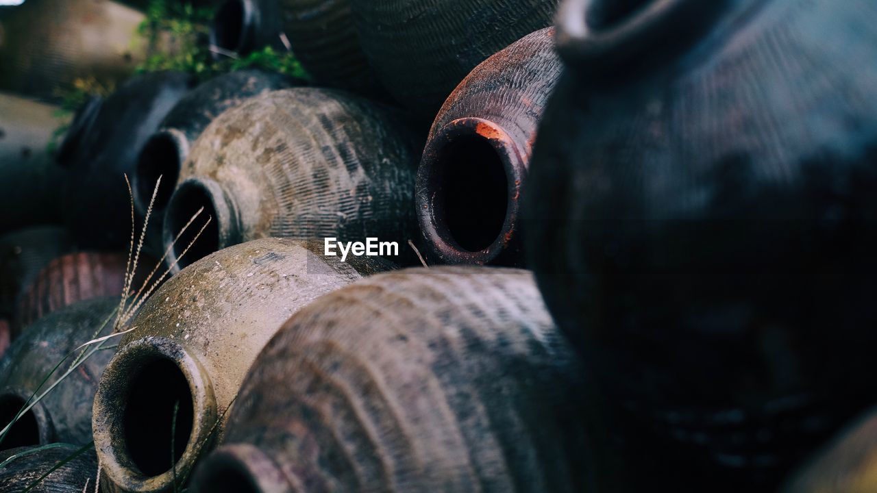 Close-up of pots