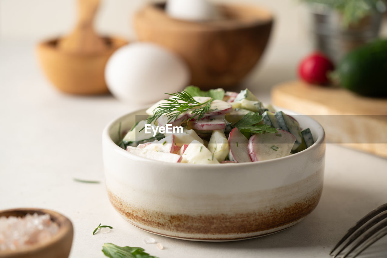 close-up of food in bowls on table