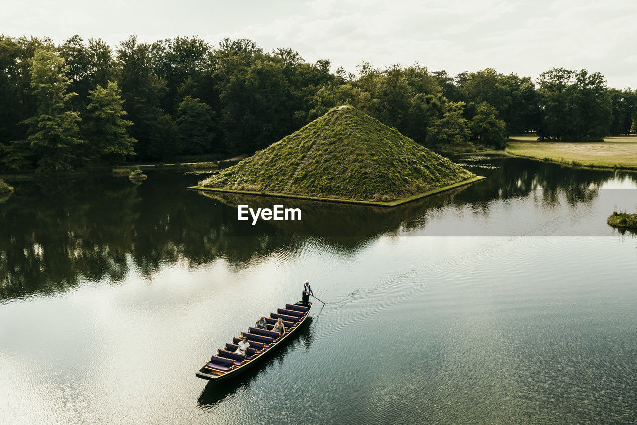 Pyramid in lake of park branitz, cottbus, germany