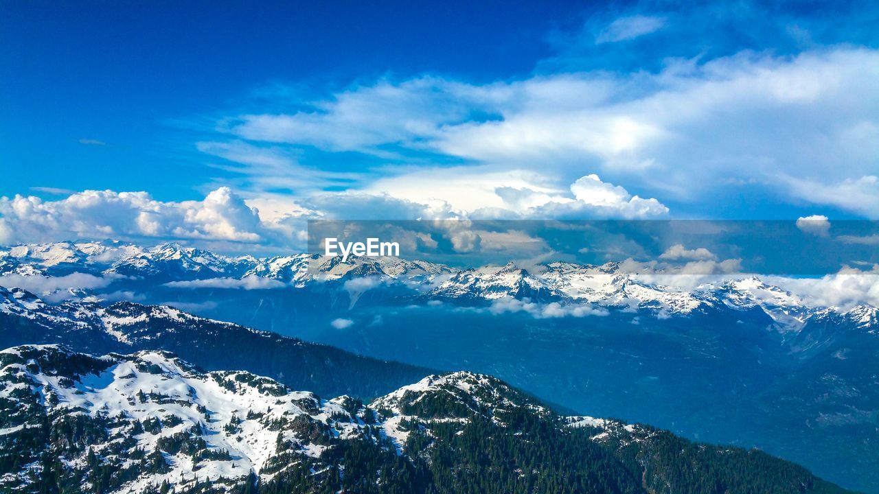 Aerial shot of snowed rocky landscape