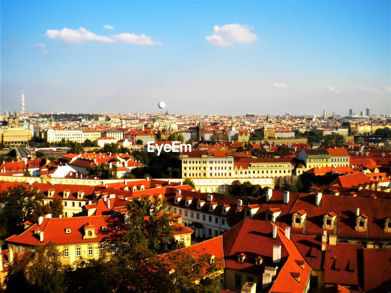 High angle view of cityscape against sky