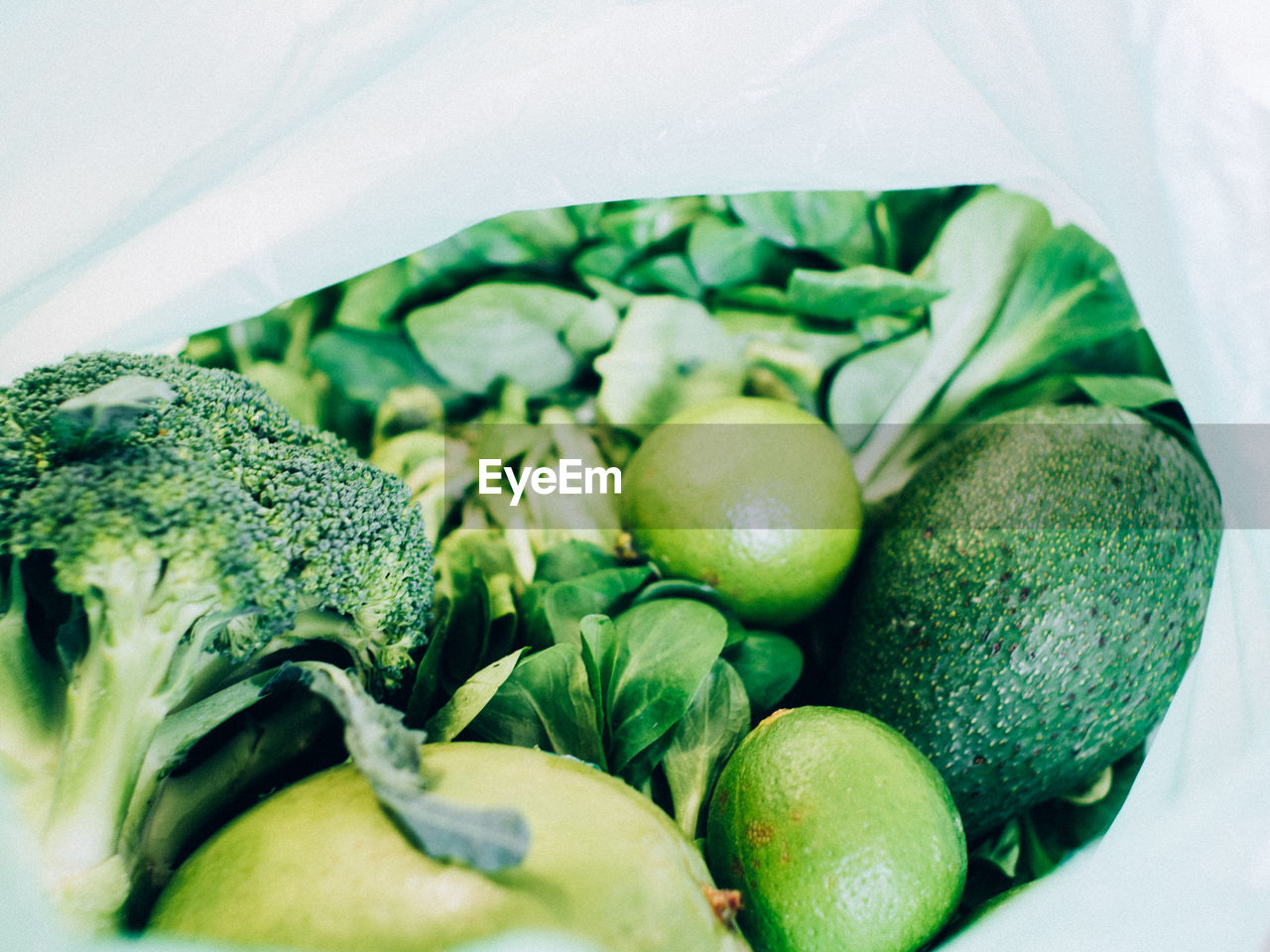 Close-up of vegetables in plastic bag