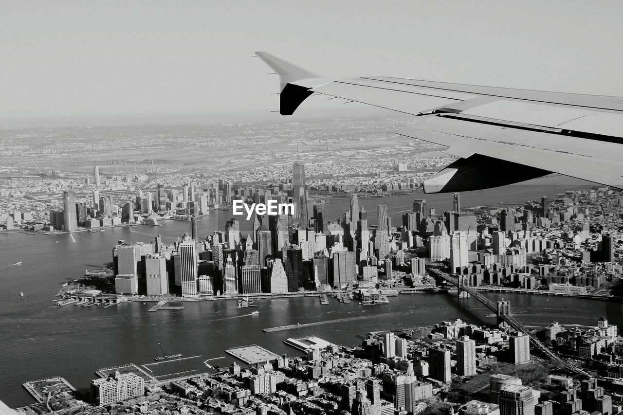 Aerial view of city from airplane window