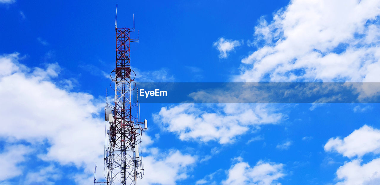 Telecommunication tower with blue sky background