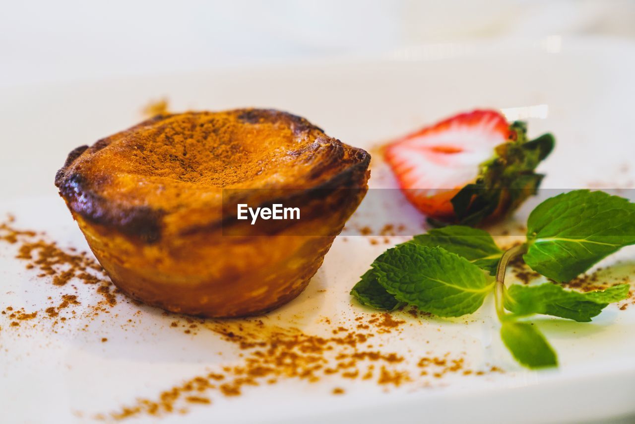 Close-up of dessert served in plate