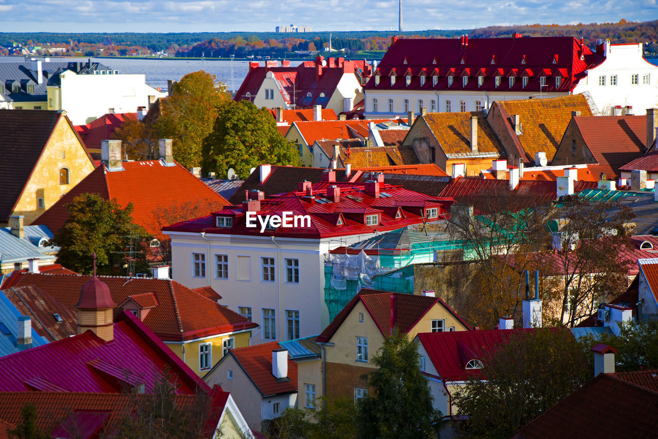 HIGH ANGLE VIEW OF RESIDENTIAL BUILDINGS