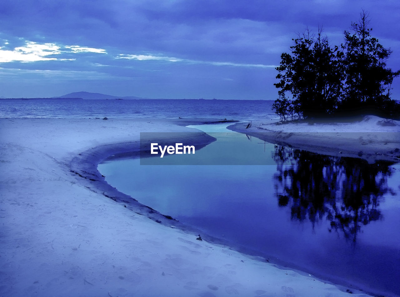 Scenic view of sea against cloudy sky