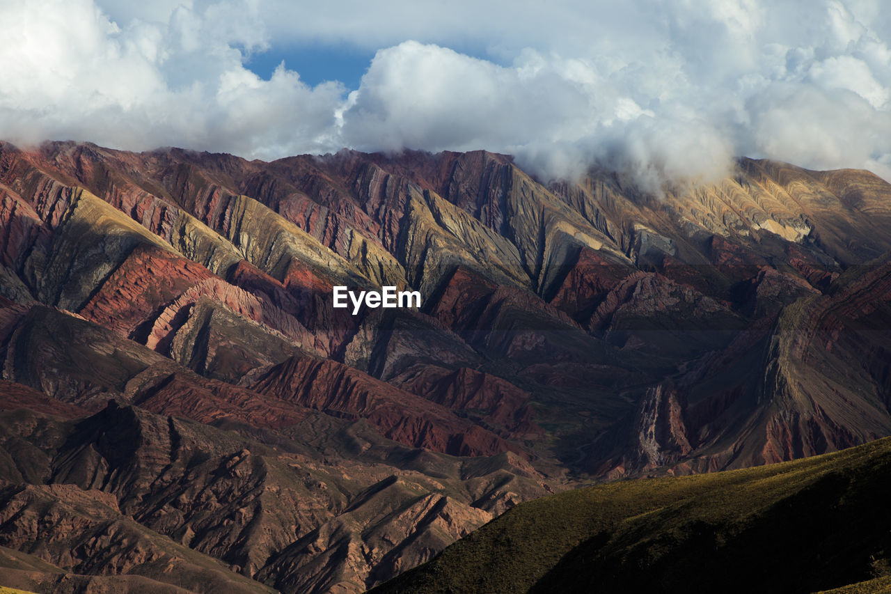 Panoramic view of landscape and mountains against sky. touristic place, jujuy, argentina 
