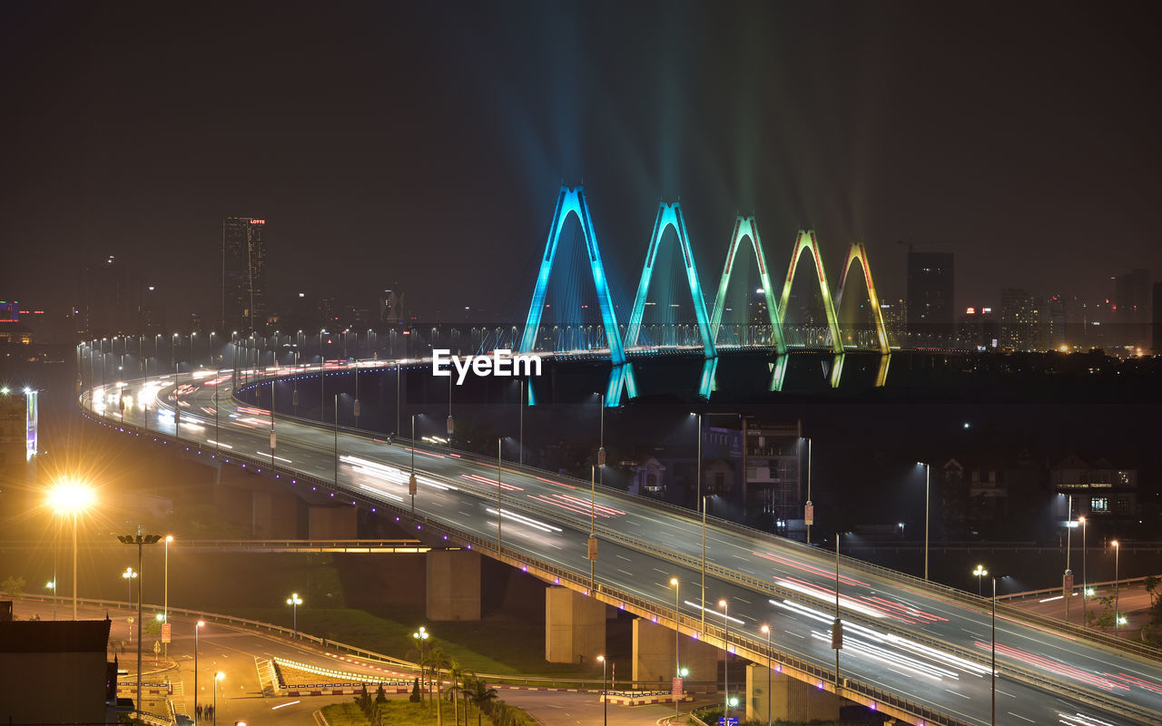 Illuminated city at night