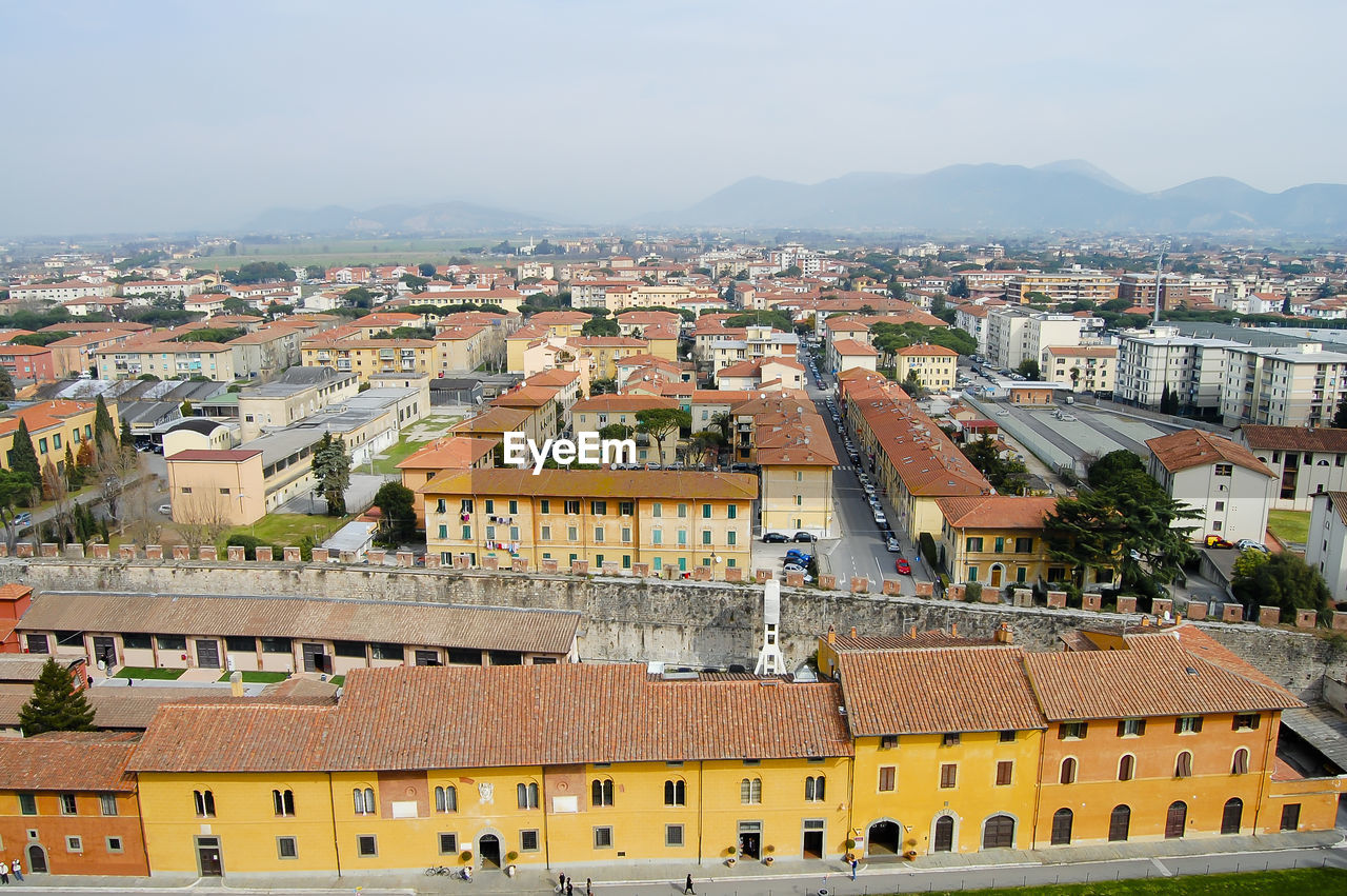 High angle view of townscape against sky