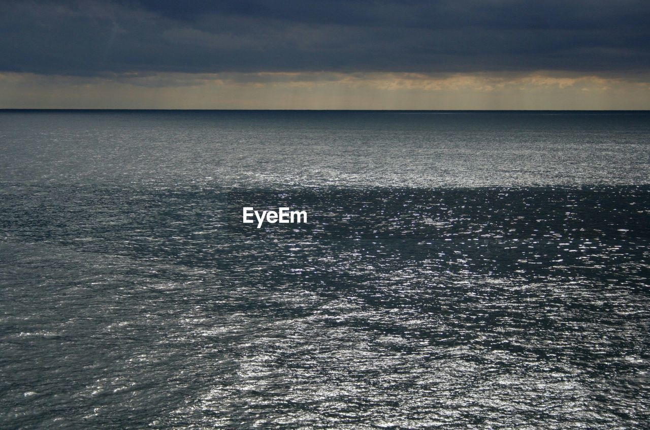 Scenic view of sea against cloudy sky