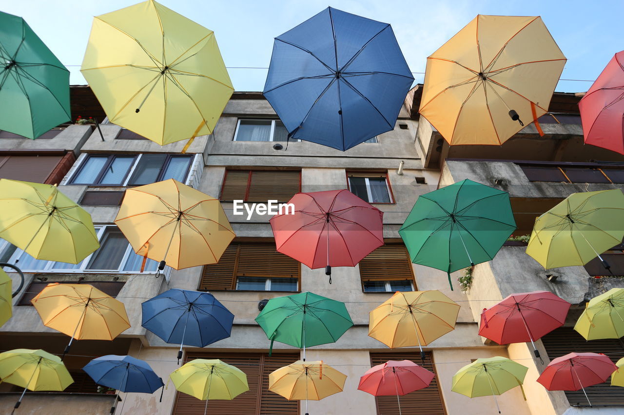 Multi colored umbrellas