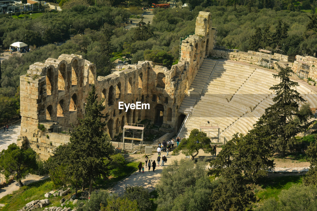 The ancient stone roman theater odeon of herodes atticus located beneath th acropolis of athens